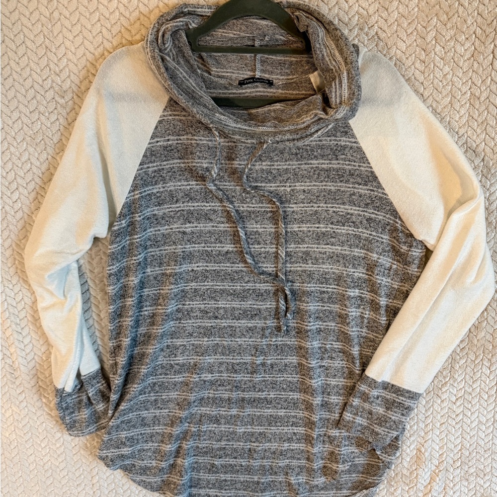 Pink Clover Gray and Cream Striped Women's Sweater